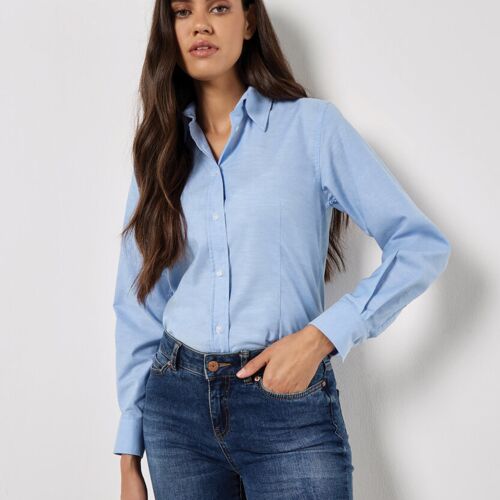 Women's workplace Oxford blouse long-sleeved (tailored fit) Thumbnail