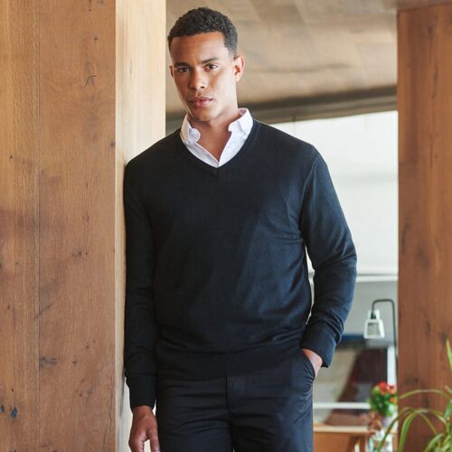 Cashmere touch acrylic v-neck jumper Thumbnail